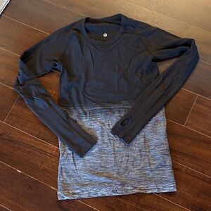 Lululemon Black and Gray Long Sleeve Running Top